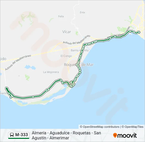 M-333 Bus Line Map