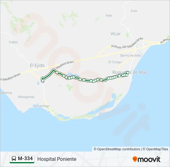 M-334 Bus Line Map