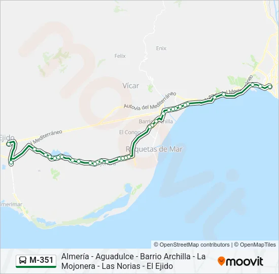 M-351 Bus Line Map