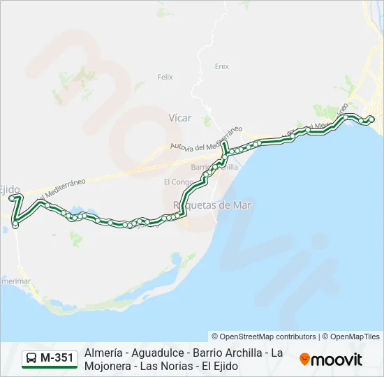 M-351 Bus Line Map