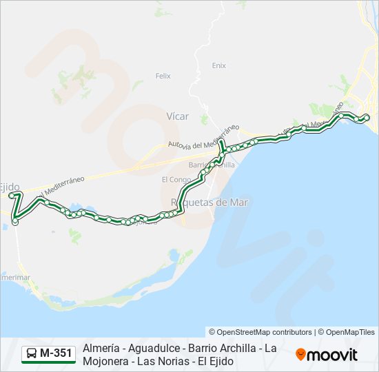 M-351 bus Line Map