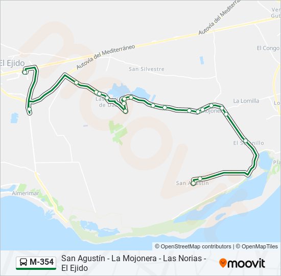 M-354 bus Line Map