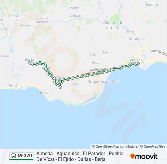 M-370 bus Mapa de línia