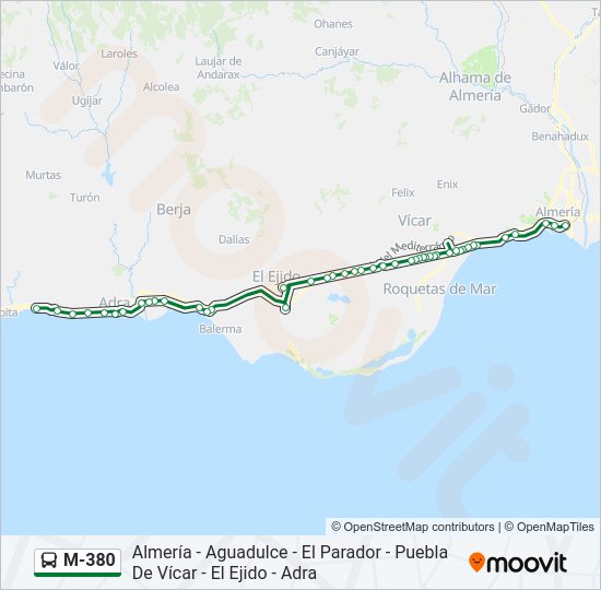 Mapa de M-380 de autobús