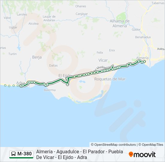 Mapa de M-380 de autobús