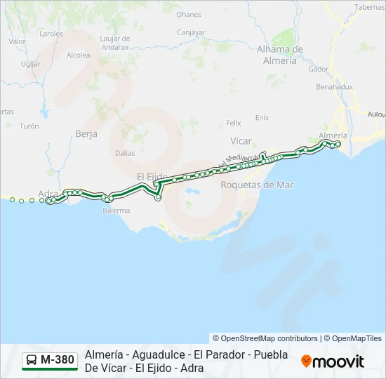 M-380 Bus Line Map