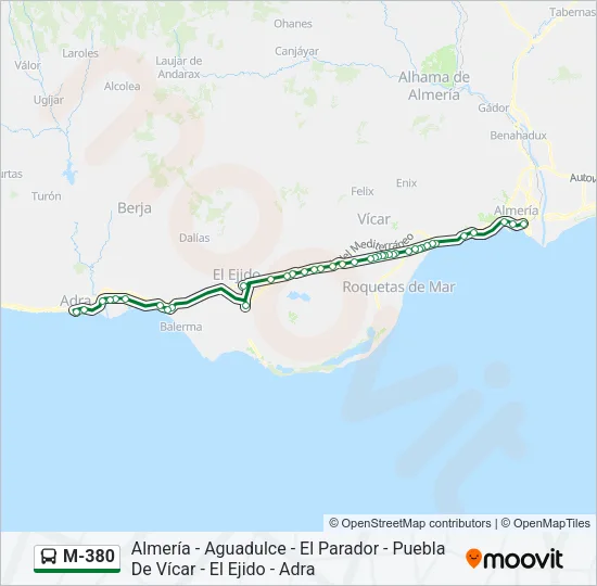 M-380 Bus Line Map
