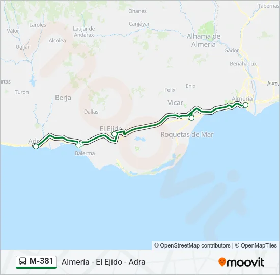 M-381 Bus Line Map