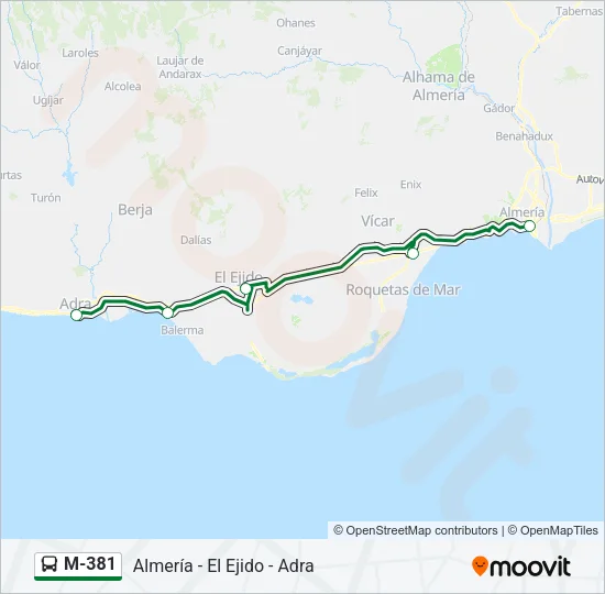 M-381 Bus Line Map