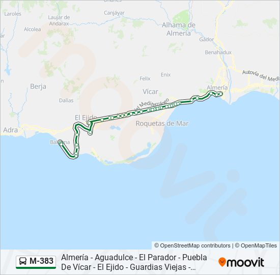 M-383 bus Mapa de línia