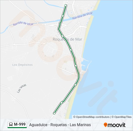 Mapa de M-999 de autobús