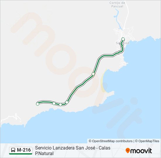 M-216 bus Mapa de línia