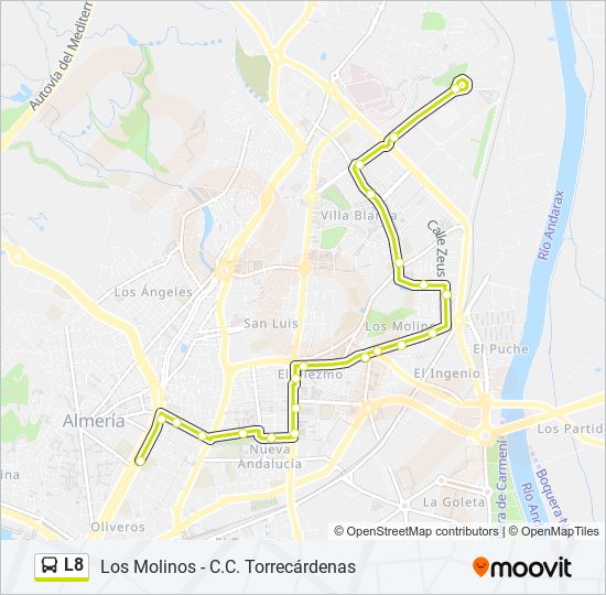 Mapa de L8 de autobús