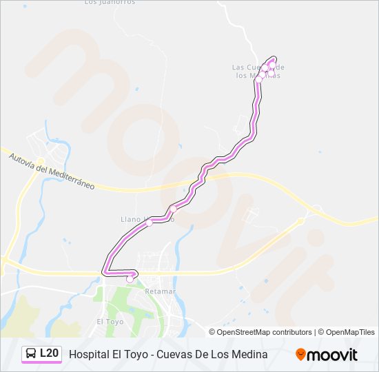 Mapa de L20 de autobús