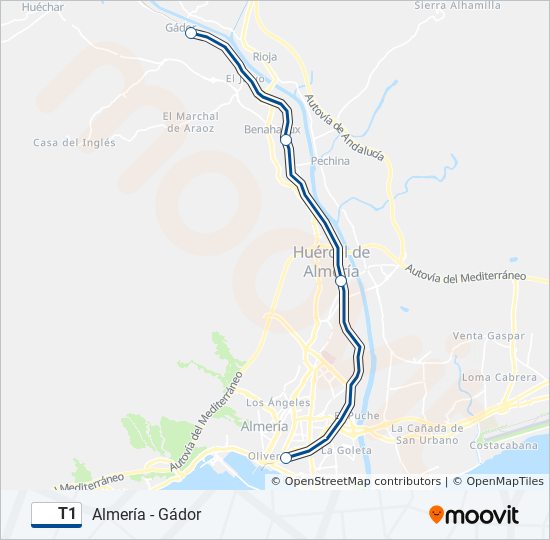 Mapa de T1 de tren