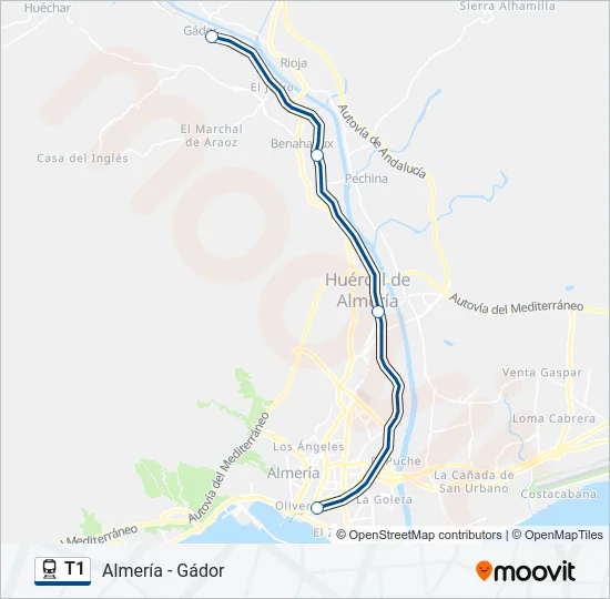 T1 Train Line Map