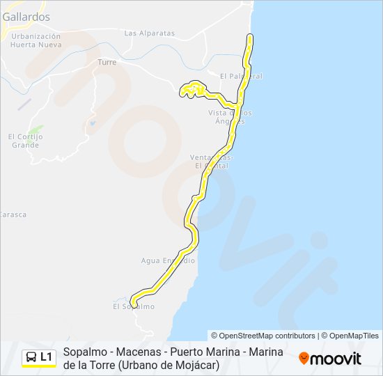 Mapa de L1 de autobús