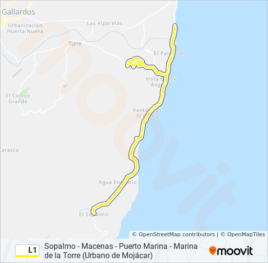 Mapa de L1 de autobús