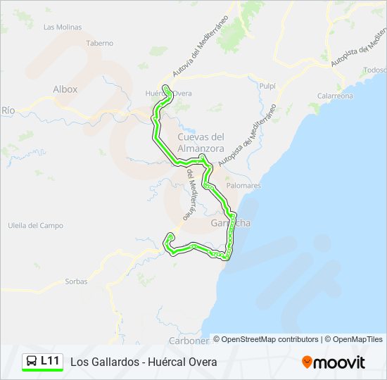 Mapa de L11 de autobús