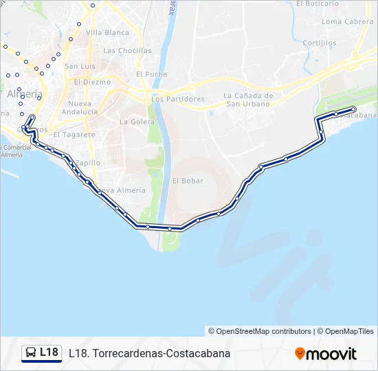 L18 bus Mapa de línia