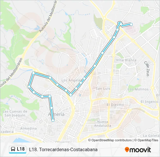 L18 bus Mapa de línia