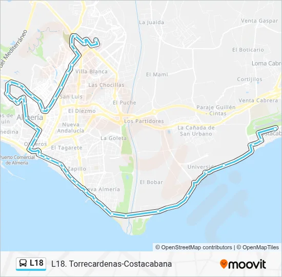 L18 bus Mapa de línia