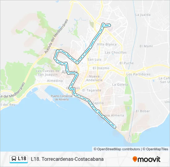 L18 bus Mapa de línia