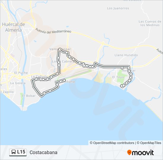 Mapa de L15 de autobús
