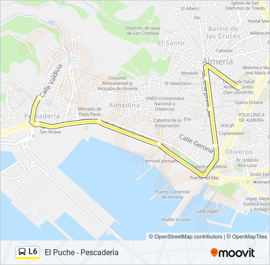 Mapa de L6 de autobús