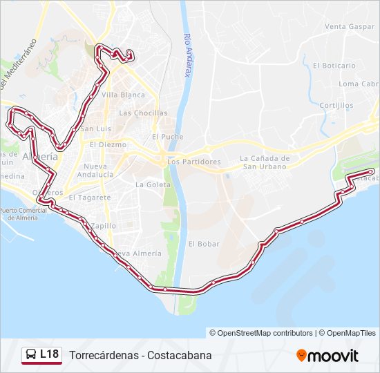 L18 bus Mapa de línia