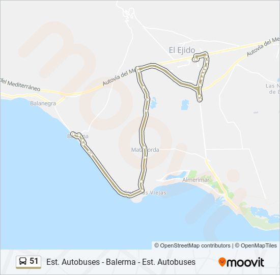 51 bus Mapa de línia