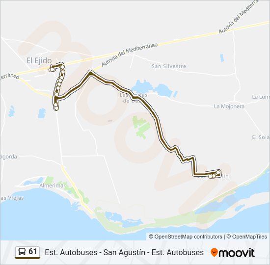 61 Bus Line Map