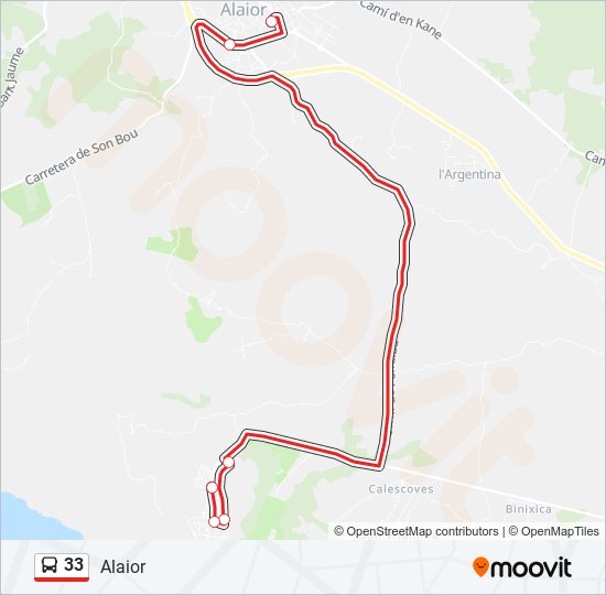 Mapa de 33 de autobús