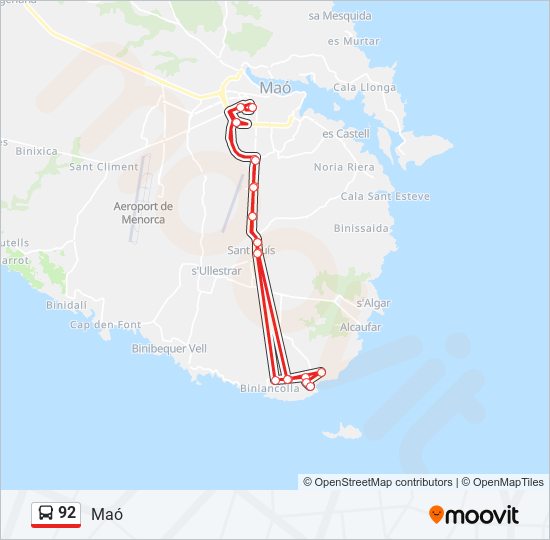 Mapa de 92 de autobús