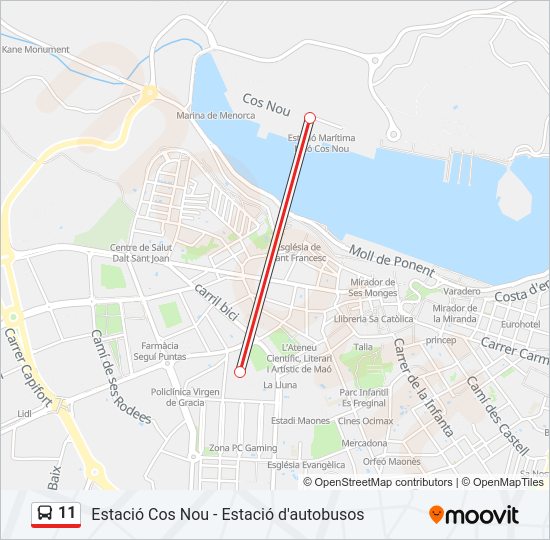 Mapa de 11 de autobús