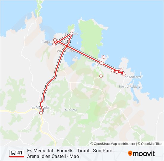 41 bus Line Map