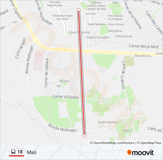 Mapa de 18 de autobús