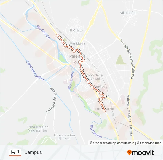 1 Bus Line Map