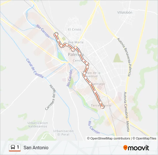1 Bus Line Map