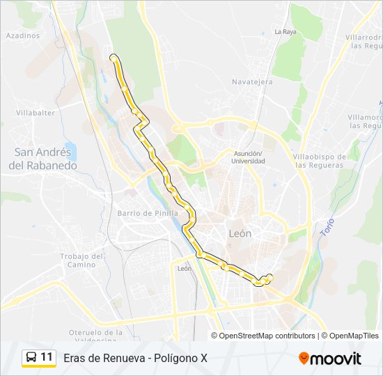 Mapa de 11 de autobús