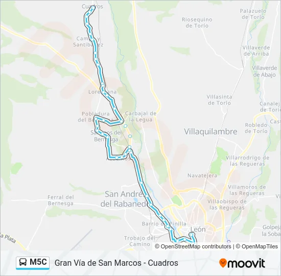 M5C Bus Line Map