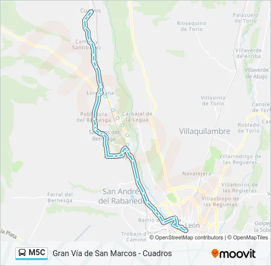 M5C Bus Line Map
