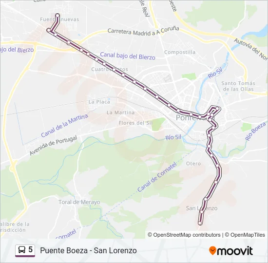 5 Bus Line Map