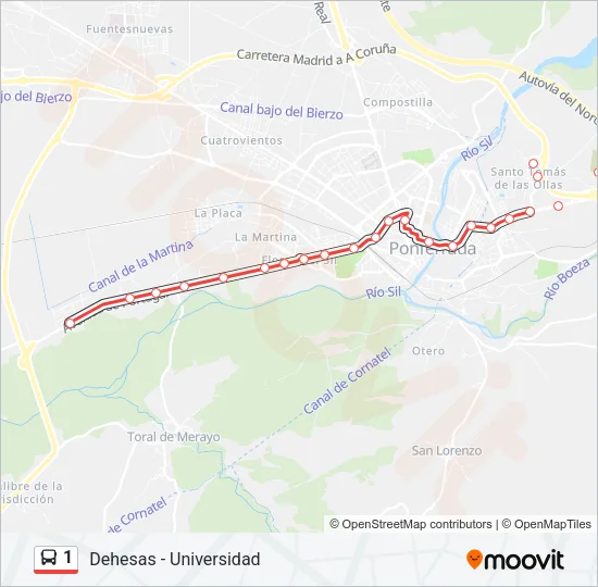 1 Bus Line Map