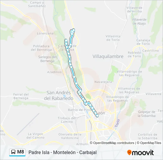 M8 Bus Line Map