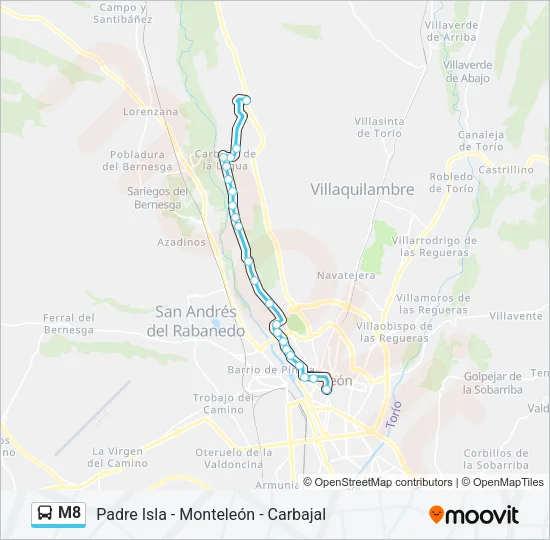 M8 Bus Line Map