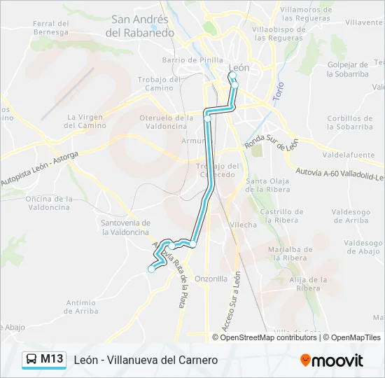 M13 Bus Line Map