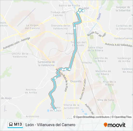 M13 Bus Line Map