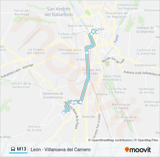 M13 Bus Line Map