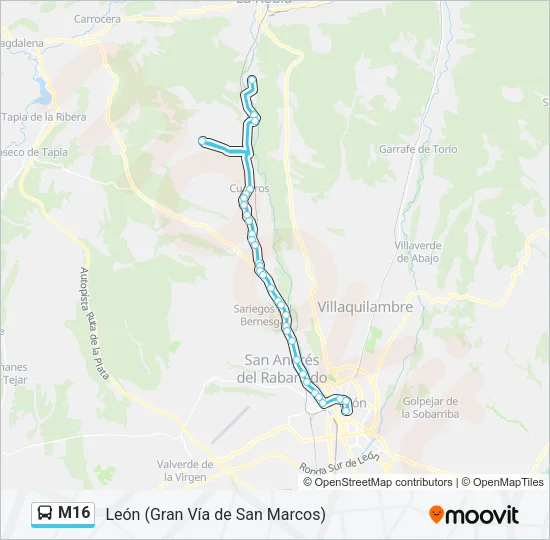 M16 Bus Line Map